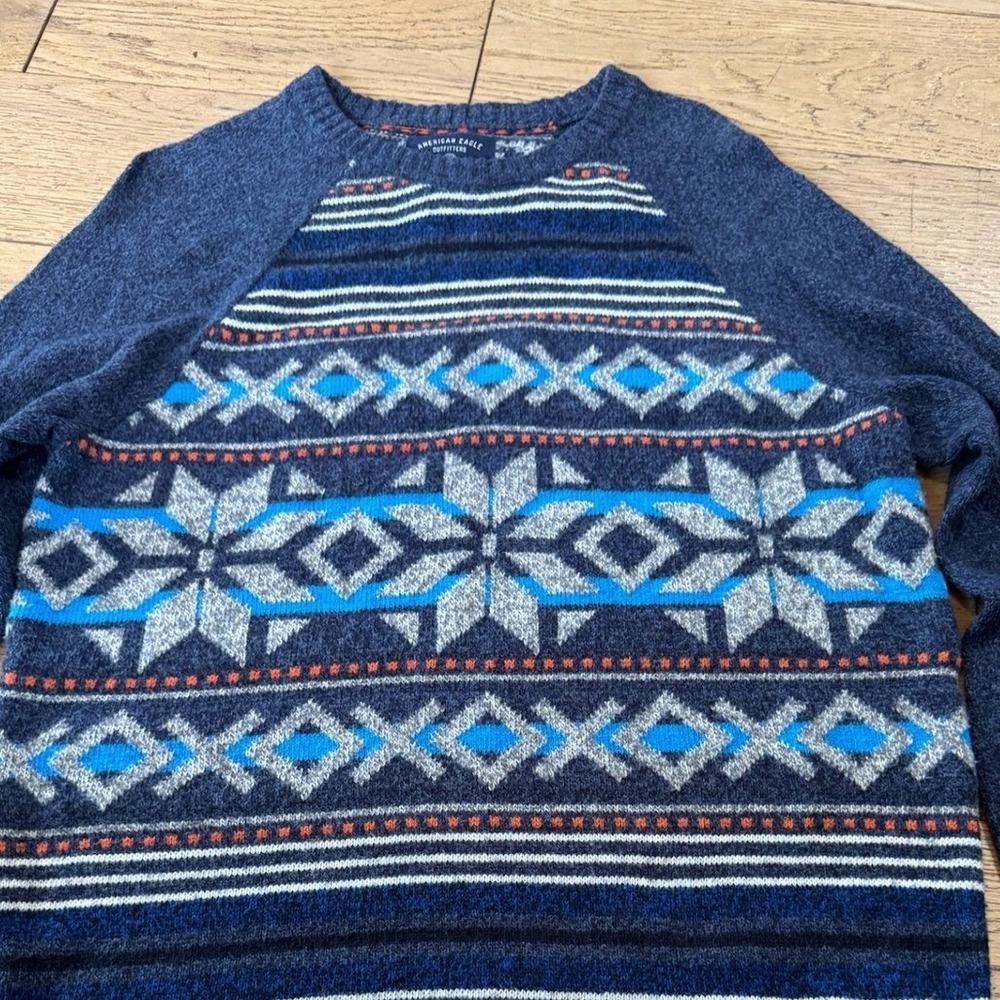 American Eagle‎ Outfitters Men's Fair Isle Crew Neck Raglan Sweater M (1369)